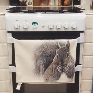 Squirrel tea towel by Tracey Parsons - Large