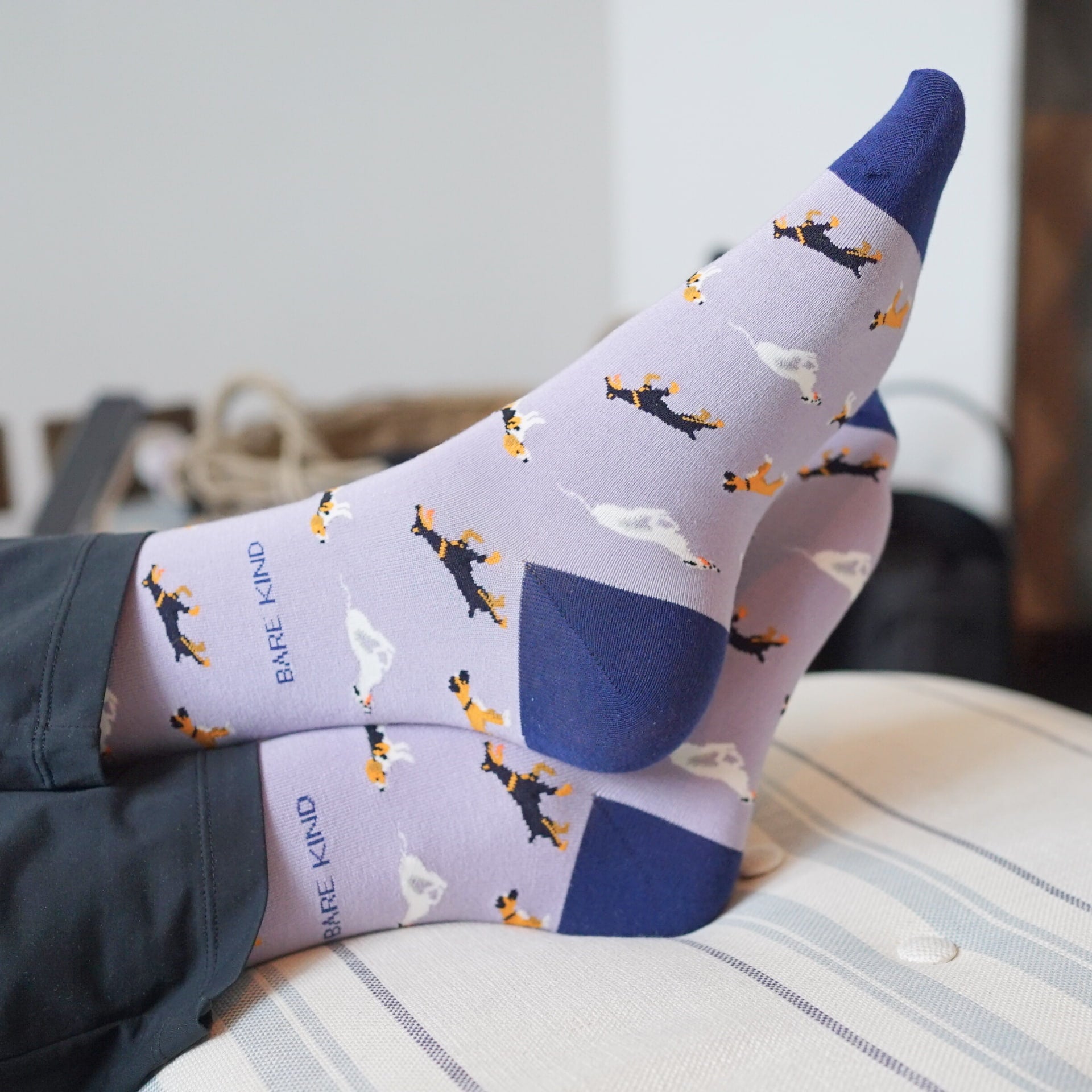 Barekind Bamboo Purple Dog Socks - Image 3